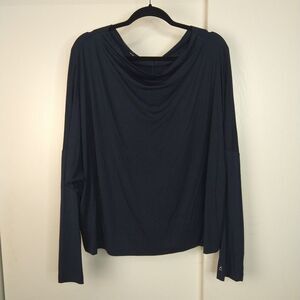 Stella & Dot Drapped Boat Neck Dolman Long Sleeve Blouse Women Plus Size 2X Blue